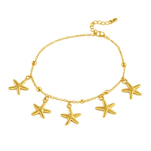 Bratara de picior placata cu aur din inox Starfish