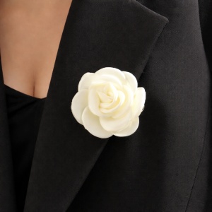 Brosa floare textila crem, 4, ibucork.ro