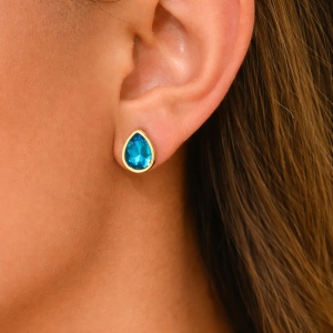Cercei placati cu aur Blue Drop, 4, ibucork.ro