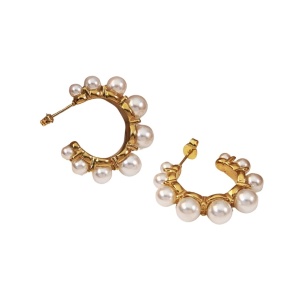 Cercei placati cu aur Pearls 34201 Ibucork.ro