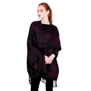 Esarfa casmir jacquard Paisley Dark Purple, 2, ibucork.ro