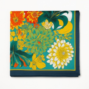 Esarfa din satin Flowers, 2, ibucork.ro