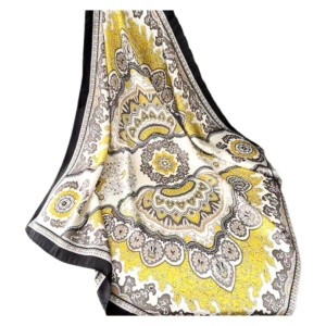 Esarfa din satin Yellow and Black 35901 Ibucork.ro