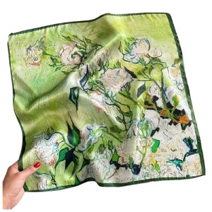 Esarfa satin verde picturala, 1, ibucork.ro