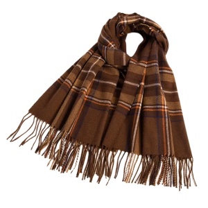 Fular Cashmere in carouri maro 31971 Ibucork.ro