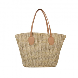 Geanta tote din rafie Light Beige 27411 Ibucork.ro