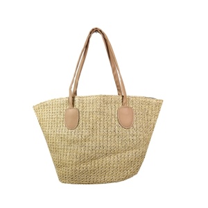 Geanta tote din rafie Light Beige 27941 Ibucork.ro
