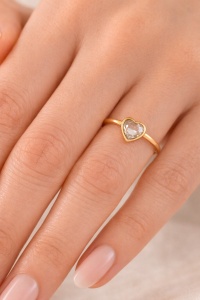 Inel deschis placat cu aur cu zirconiu alb Love, 5, ibucork.ro