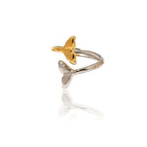 Inel deschis placat cu aur Fish Tail 37611 Ibucork.ro