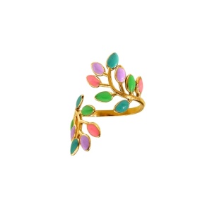 Inel deschis placat cu aur Leaves - Img 2