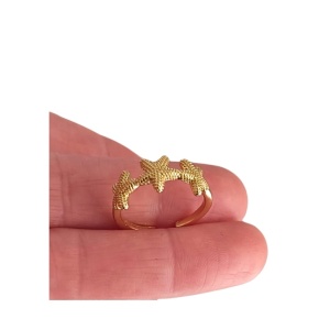 Inel deschis placat cu aur Stelute de mare 37601 Ibucork.ro