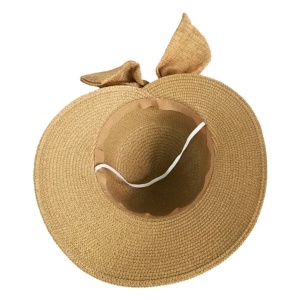 Palarie din rafie vintage decorata cu funda 36931 Ibucork.ro
