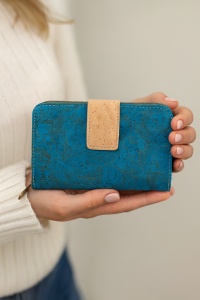 Portofel damă din plută albastră compact, 4, ibucork.ro