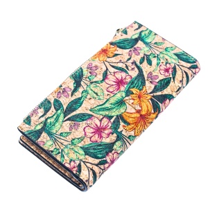 Portofel dama din pluta cu suport carduri detasabil - floral, 5, ibucork.ro
