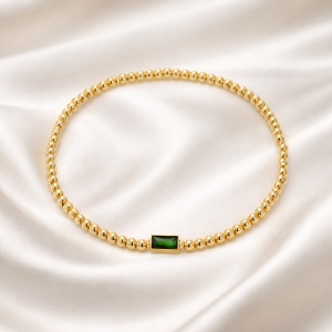 Bratara placata cu aur din inox elastica Golden Beads, 3, ibucork.ro