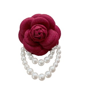 Brosa floare cu perle mare rosie