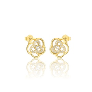 Cercei din argint cu zirconii Flower 34932 Ibucork.ro