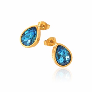 Cercei placati cu aur Blue Drop