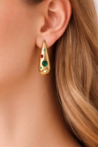 Cercei placati cu aur din inox Color Drop Gem, 4, ibucork.ro