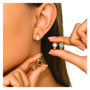 Cercei placati cu aur Gold Sparkle 34462 Ibucork.ro