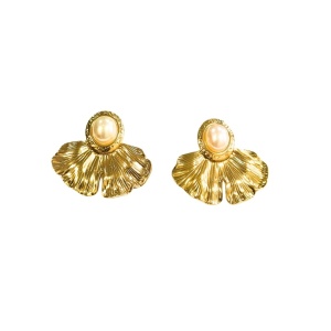 Cercei placati cu aur Pearl Flowers 34782 Ibucork.ro