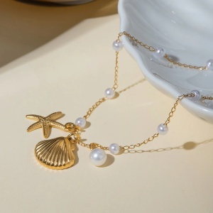 Colier placat cu aur Summer Pearls, 6, ibucork.ro