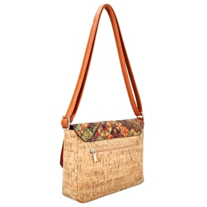 Geanta crossbody din pluta multicolor 33102 Ibucork.ro