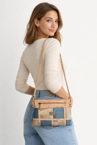 Geanta dama crossbody din pluta Blue Patchwork, 6, ibucork.ro