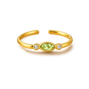 Inel deschis placat cu aur cu zirconiu oval