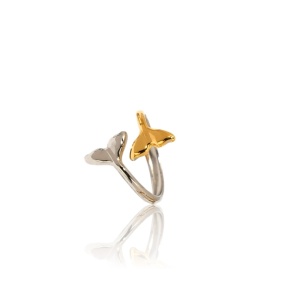Inel deschis placat cu aur Fish Tail 37612 Ibucork.ro