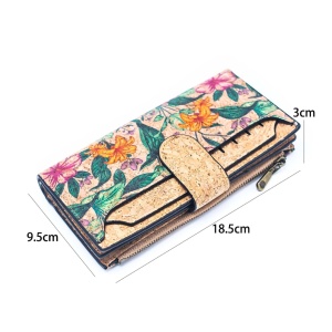 Portofel dama din pluta cu suport carduri detasabil - floral, 6, ibucork.ro
