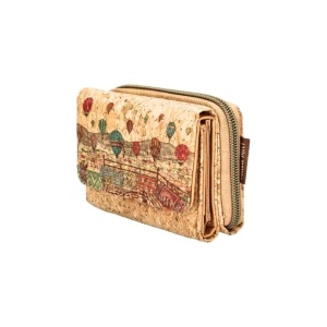 Portofel dublu din pluta cu fermoar - peisaj urban 31862 Ibucork.ro