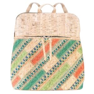 Rucsac dama din pluta imprimeu patchwork verde, 1, ibucork.ro