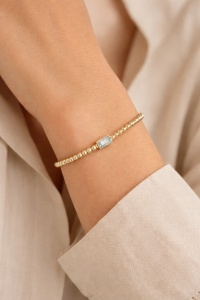 Bratara de mana placata cu aur din inox Golden Beads Crystal, 3, ibucork.ro