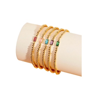Bratara placata cu aur pe elastic cu zirconiu 34203 Ibucork.ro