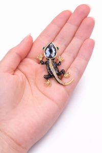 Brosa eleganta Salamandra cu cristale si email, 2, ibucork.ro
