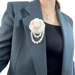 Brosa floare cu perle mare alba, 3, ibucork.ro