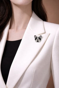 Brosa French Bulldog cu cristale, 4, ibucork.ro