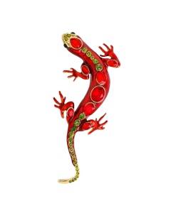 Brosa statement Red Lizard cu email si cristale, 1, ibucork.ro