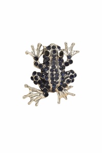 Brosa vintage broscuta cu cristale bleumarin
