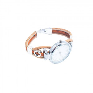Ceas cu bratara din pluta Natur Orange 26173 Ibucork.ro