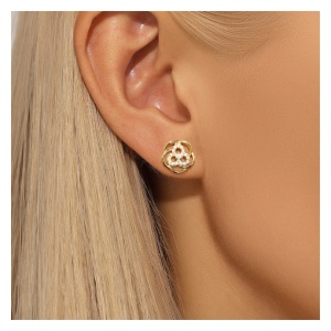 Cercei din argint cu zirconii Flower 34933 Ibucork.ro