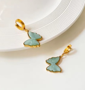 Cercei din inox placat cu aur Butterfly, 2, ibucork.ro