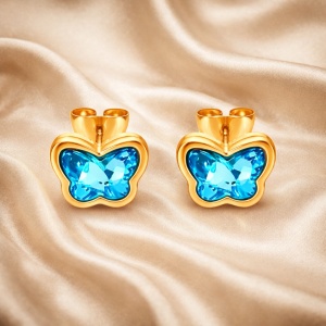 Cercei placati cu aur Blue Butterfly, 3, ibucork.ro