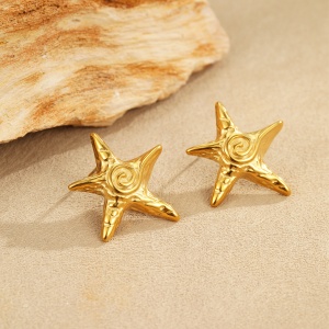 Cercei placati cu aur Gold Starfish, 3, ibucork.ro
