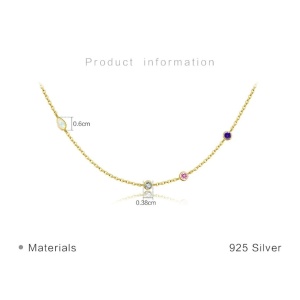 Colier din argint cu zirconii colorate 34983 Ibucork.ro