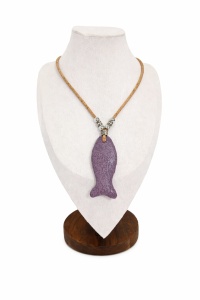 Colier din pluta cu medalion piatra vulcanica Peste violet, 2, ibucork.ro