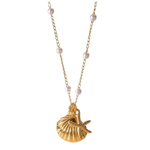 Colier reglabil placat cu aur Starfish Pearls 37463 Ibucork.ro