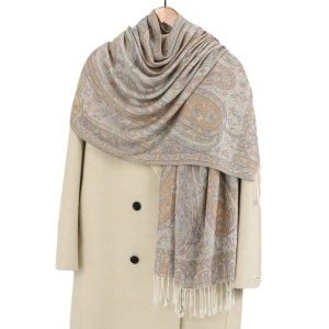 Esarfa casmir jacquard bej - Img 1