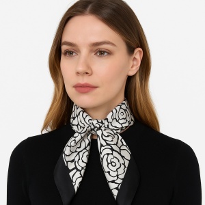 Esarfa din satin Rose Black & White, 3, ibucork.ro